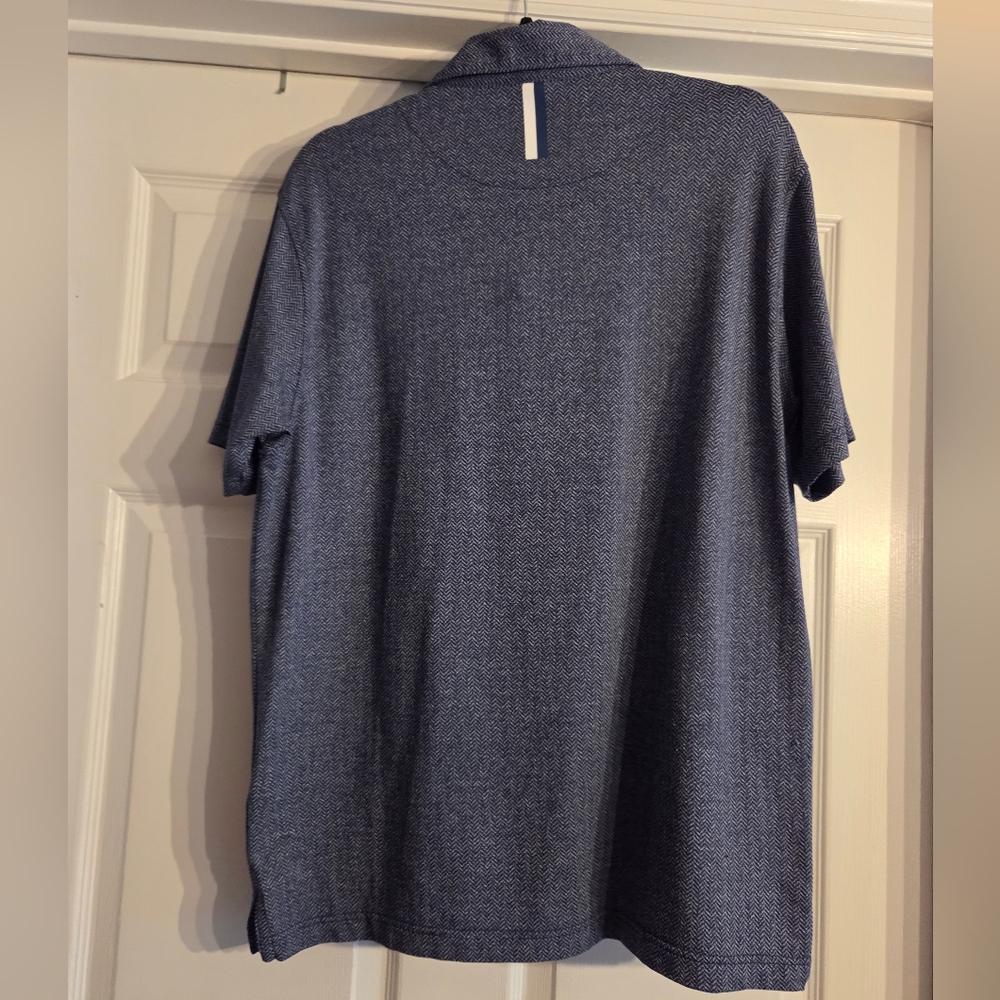 Rhoback Men's Performance Blue Herringbone Golf Polo Shirt Size Large - Picture 2 of 10